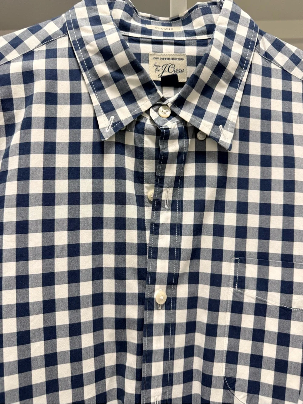 J. Crew Navy and White Check Button-Down Classic Shirt